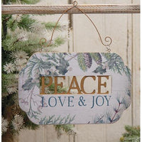 Peace Love and Joy Greenery Plaque - The Fox Decor