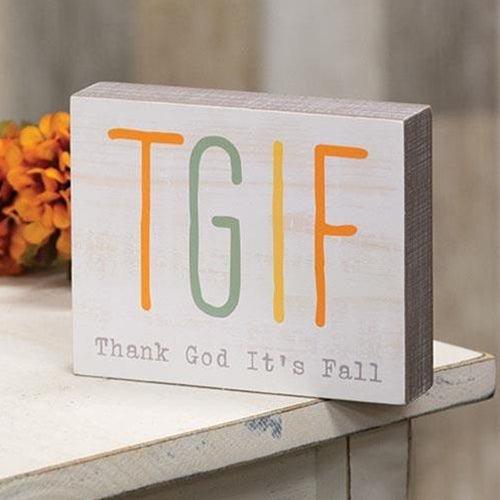 Thank God It's Fall Wood Block - The Fox Decor