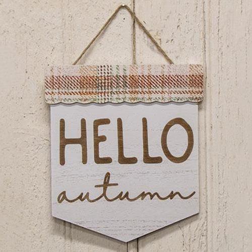 Hello Autumn Plaid Wood Sign - The Fox Decor