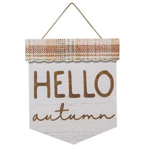 Hello Autumn Plaid Wood Sign - The Fox Decor