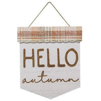 Hello Autumn Plaid Wood Sign - The Fox Decor