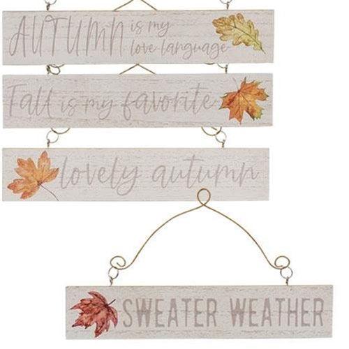Fall Leaves Wood Hanger Ornament 4 Asstd - The Fox Decor