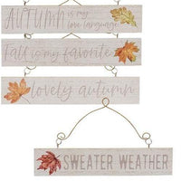 Fall Leaves Wood Hanger Ornament 4 Asstd - The Fox Decor