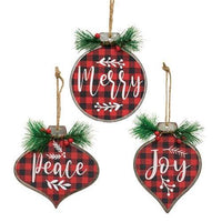 Joy Merry Peace Metal Ornament 3 Asstd - The Fox Decor