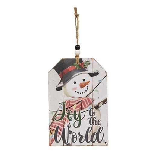 Christmas Snowman Beaded Wood Tag 3 Asstd - The Fox Decor