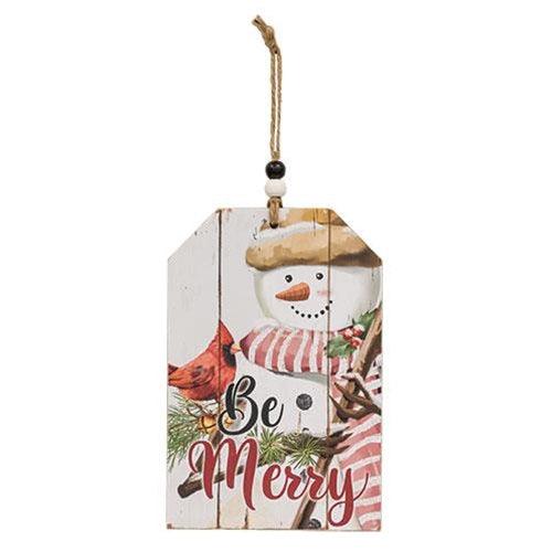 Christmas Snowman Beaded Wood Tag 3 Asstd - The Fox Decor