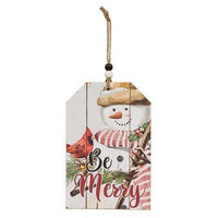 Christmas Snowman Beaded Wood Tag 3 Asstd - The Fox Decor