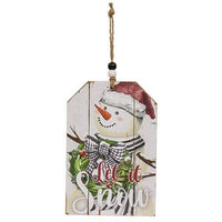 Christmas Snowman Beaded Wood Tag 3 Asstd - The Fox Decor