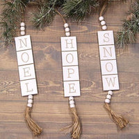 Hope Noel Snow Wooden Tile Hanger 3 Asstd - The Fox Decor