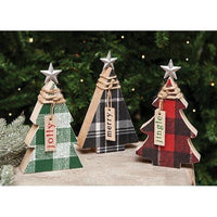 Plaid Chunky Wood Christmas Tree 3 Asstd - The Fox Decor