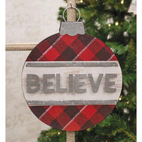 Plaid Believe Ornament Sign - The Fox Decor