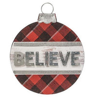 Plaid Believe Ornament Sign - The Fox Decor