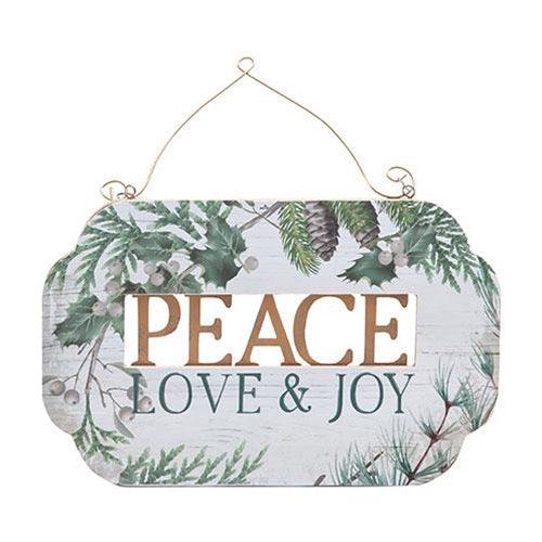 Peace Love and Joy Greenery Plaque - The Fox Decor