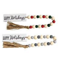 Happy Holidays Tassel Garland w Beads 2 Asstd - The Fox Decor