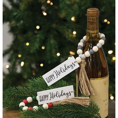 Happy Holidays Tassel Garland w Beads 2 Asstd - The Fox Decor
