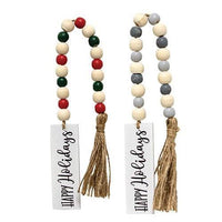 Happy Holidays Tassel Garland w Beads 2 Asstd - The Fox Decor