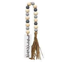 Winter Wonderland Tassel Garland w Gray Wht Beads - The Fox Decor
