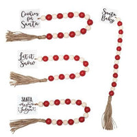 Winter Phrases Tassel Garland w Red Wht Beads 4 Asstd - The Fox Decor