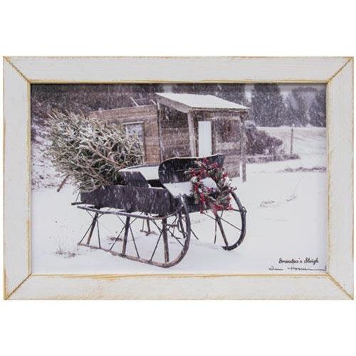 Grandpa's Sleigh Framed Print White Frame - The Fox Decor