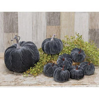 6 Set Gray Velvet Pumpkins 25 - The Fox Decor