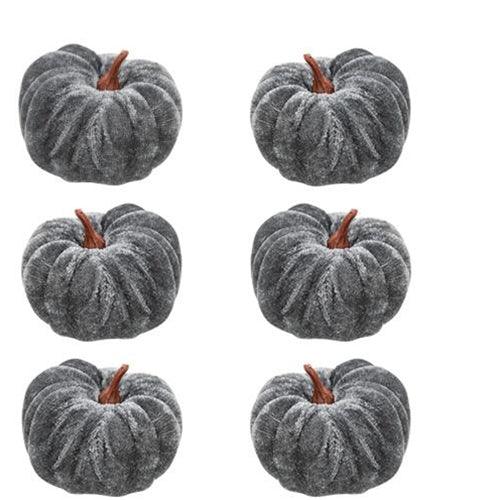 6 Set Gray Velvet Pumpkins 25 - The Fox Decor