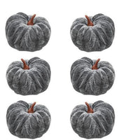 6 Set Gray Velvet Pumpkins 25 - The Fox Decor