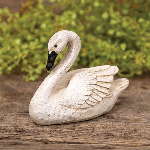 Distressed Resin Carved Look Swan - The Fox Decor