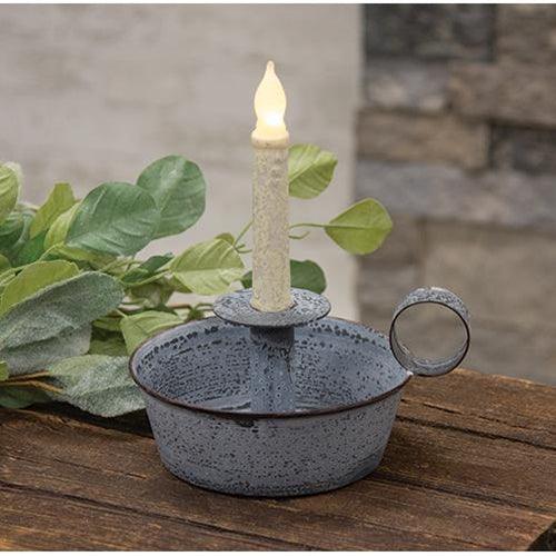 Weathered Zinc Tapered Pan Candle Holder - The Fox Decor