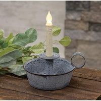 Weathered Zinc Tapered Pan Candle Holder - The Fox Decor