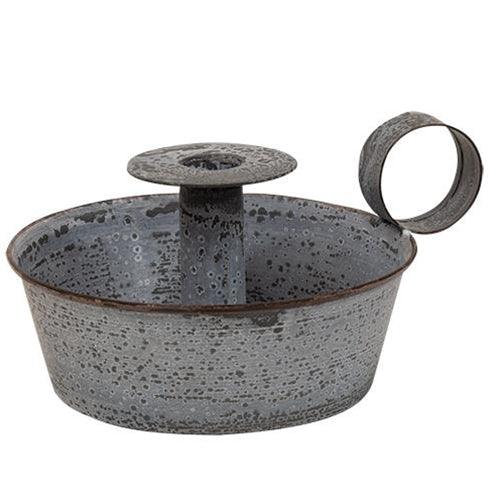 Weathered Zinc Tapered Pan Candle Holder - The Fox Decor