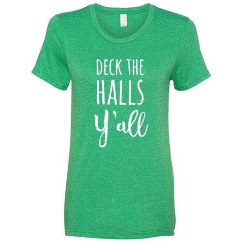 Deck the Halls Y'all T-Shirt Heather Green XXL - The Fox Decor