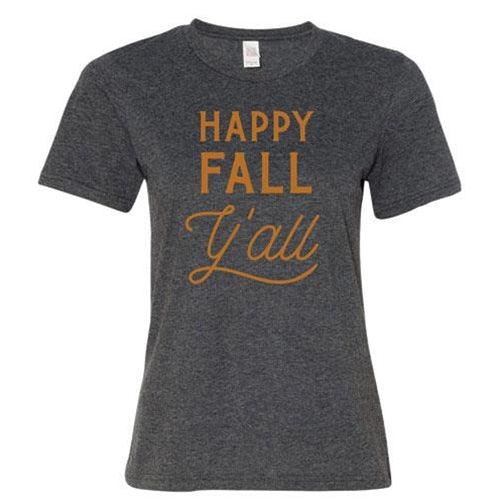 Happy Fall Y'all T-Shirt Heather Dark Gray XXL - The Fox Decor