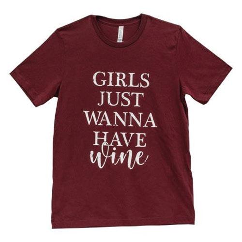 Girls Just Wanna Have Wine T-Shirt Heather Cardinal XXL - The Fox Decor