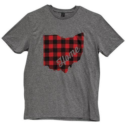 Ohio Buffalo Check T-Shirt Heather Graphite XXL - The Fox Decor