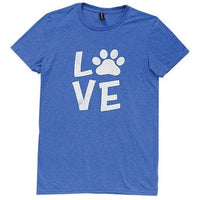 Paw Print Love T-Shirt Heather Blue Large - The Fox Decor