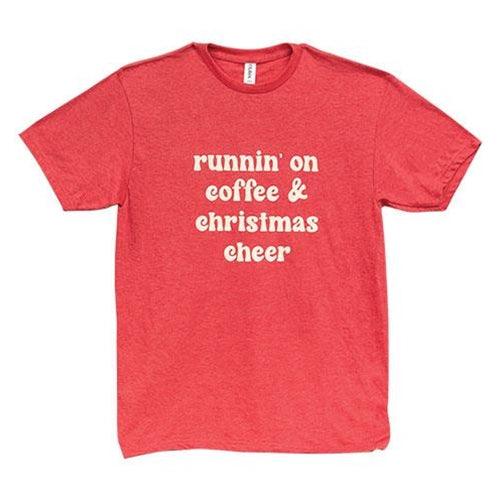 Runnin' On Coffee & Christmas Cheer T-Shirt Heather Red XL - The Fox Decor