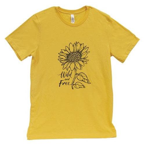 Wild and Free Sunflower T-Shirt Heather Yellow Gold Large - The Fox Decor