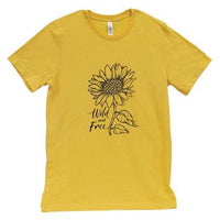 Wild and Free Sunflower T-Shirt Heather Yellow Gold Large - The Fox Decor
