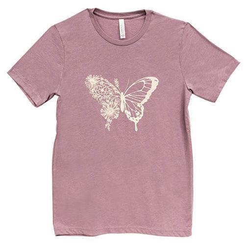 Butterfly Floral T-Shirt Heather Orchid Large - The Fox Decor