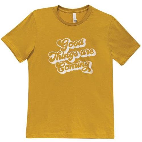 Good Things are Coming T-Shirt Mustard Large - The Fox Decor