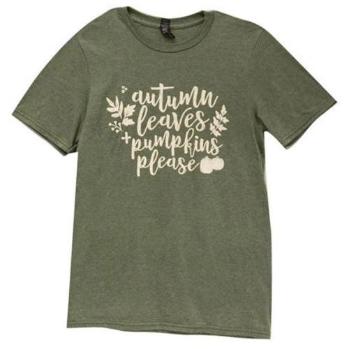 Autumn Leaves + Pumpkins Please T-Shirt Medium - The Fox Decor
