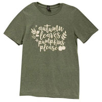 Autumn Leaves + Pumpkins Please T-Shirt Medium - The Fox Decor