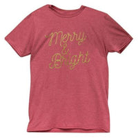 Merry & Bright T-Shirt (Gold Ink) Medium - The Fox Decor
