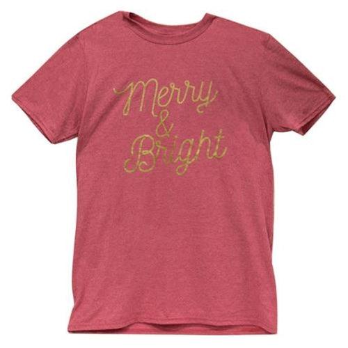 Merry & Bright T-Shirt (Gold Ink) Small - The Fox Decor