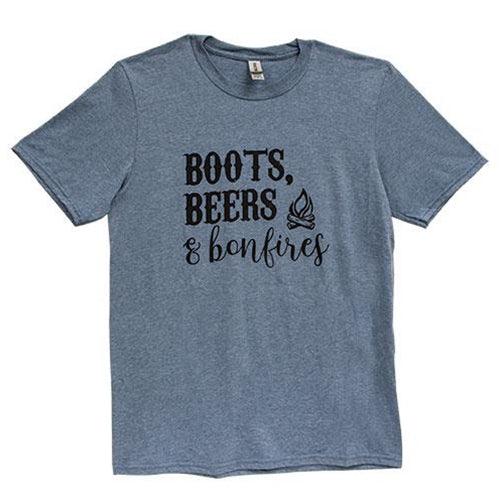 Boots Beers & Bonfires T-Shirt Heather Indigo XL - The Fox Decor
