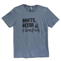 Boots Beers & Bonfires T-Shirt Heather Indigo XL - The Fox Decor