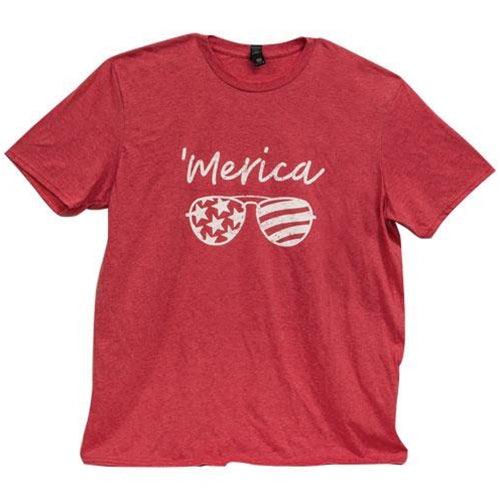Merica Sunglasses T-Shirt Heather Red Large - The Fox Decor