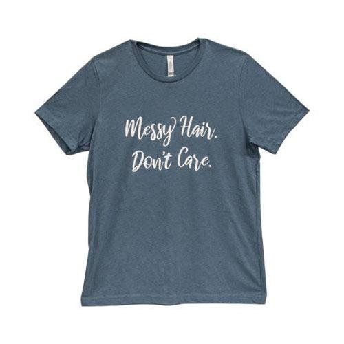 Messy Hair Don't Care T-Shirt Heather Slate Medium - The Fox Decor