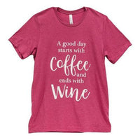 A Good Day Starts With Coffee T-Shirt Heather Raspberry Large - The Fox Decor