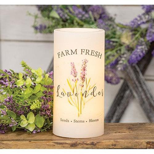 Farm Fresh Lavender LED Pillar 3x6 - The Fox Decor